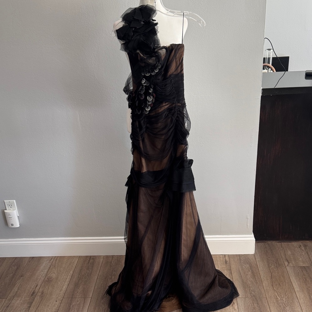 Alberta Ferretti Black One Shoulder Dress